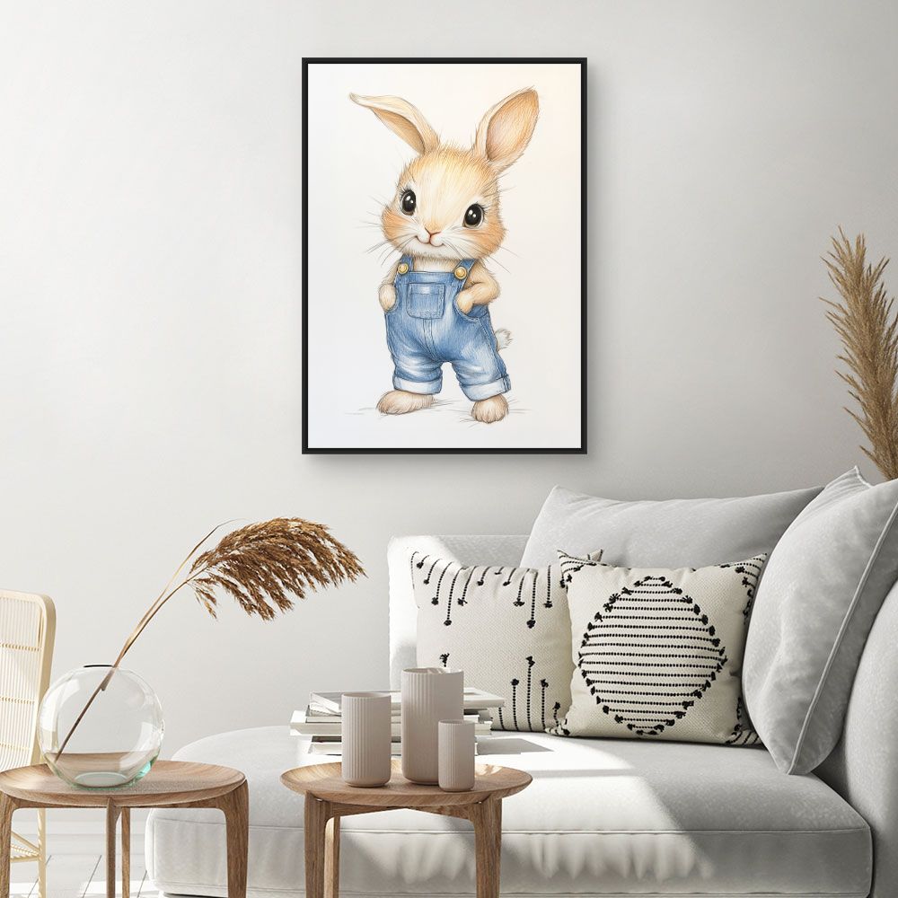 Tableau imprimé pour enfants 'Lapin adorable'