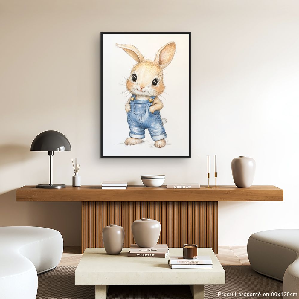 Tableau imprimé pour enfants 'Lapin adorable'