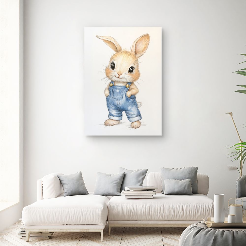 Tableau imprimé pour enfants 'Lapin adorable'