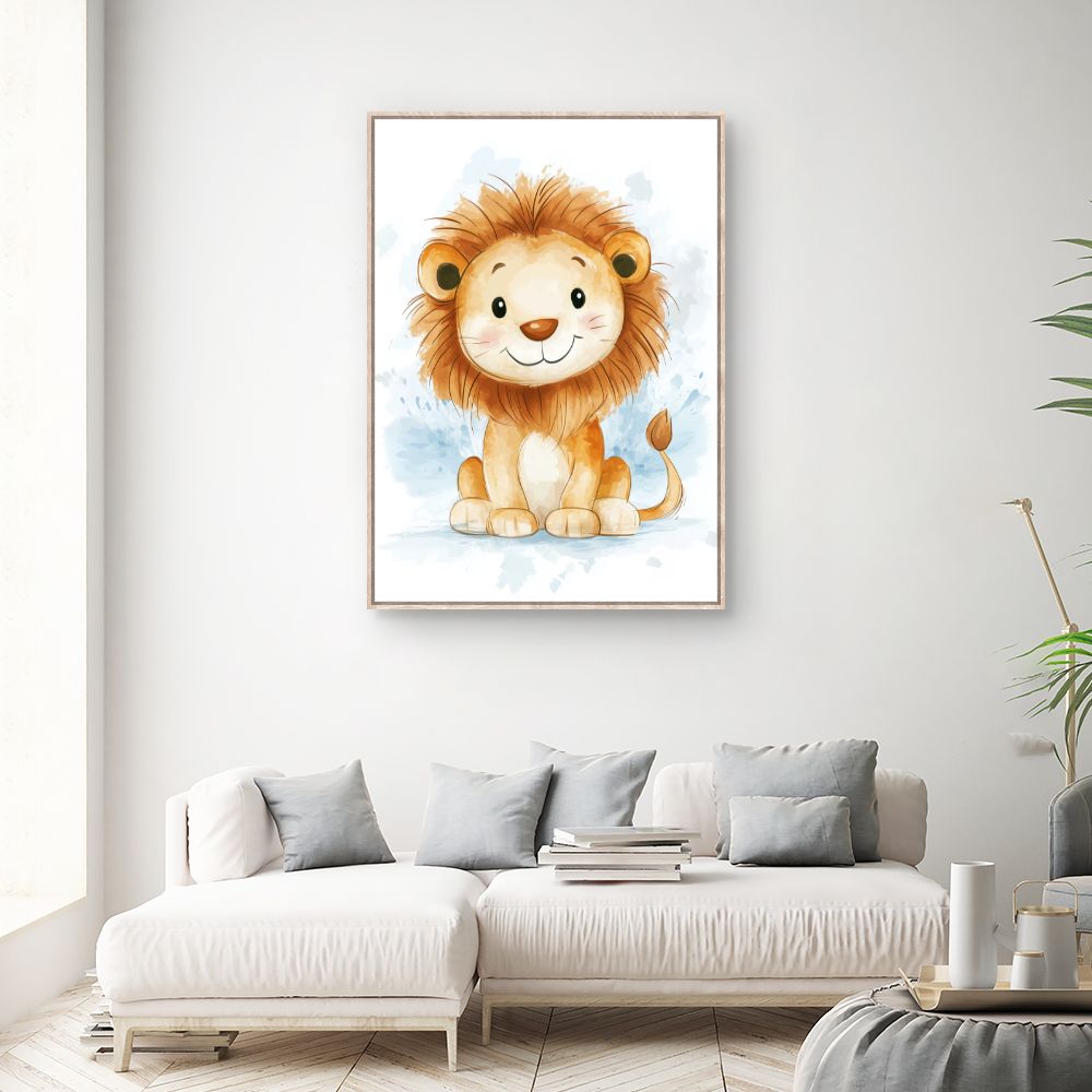 Tableau imprimé pour enfants 'Lion adorable'