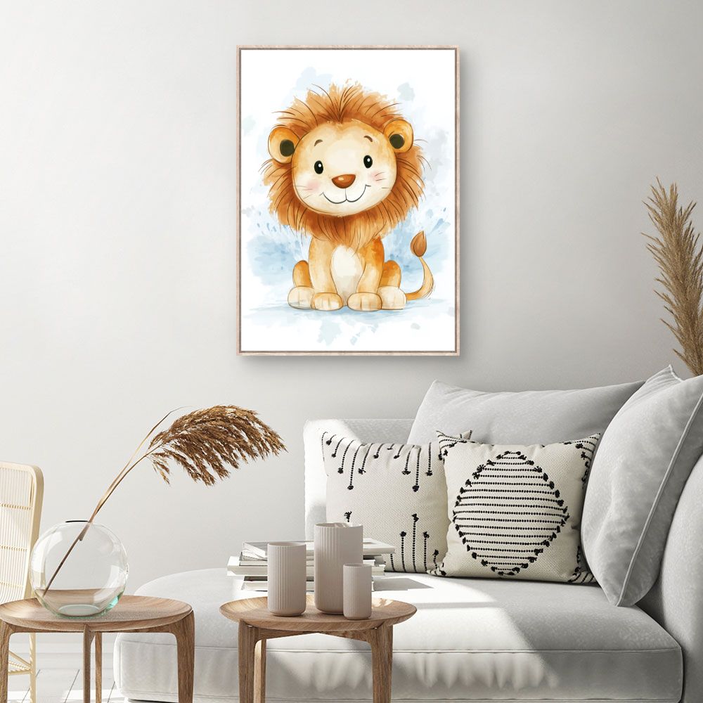 Tableau imprimé pour enfants 'Lion adorable'