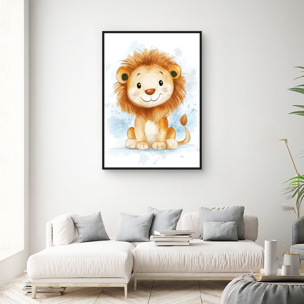 Tableau imprimé pour enfants 'Lion adorable'
