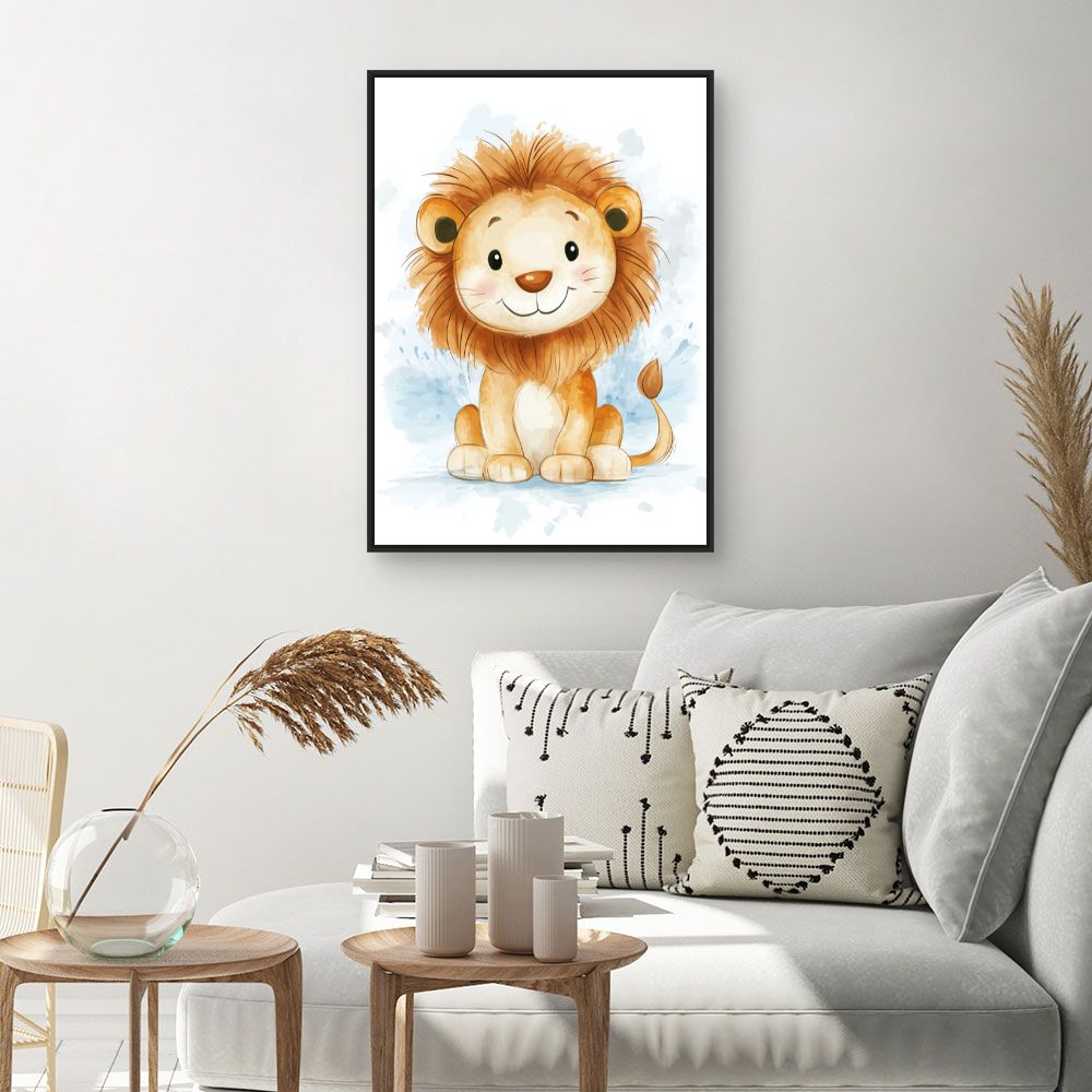 Tableau imprimé pour enfants 'Lion adorable'