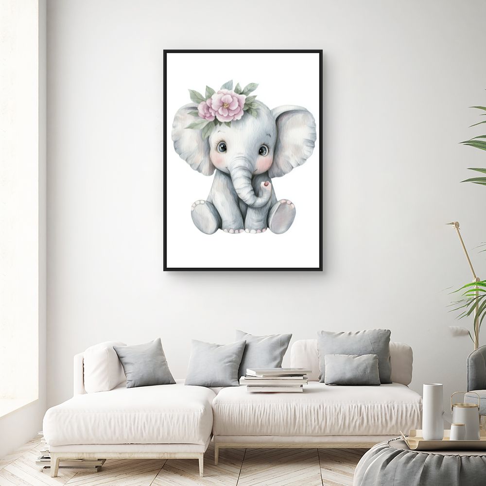 Tableau imprimé pour enfants 'Éléphant adorable'