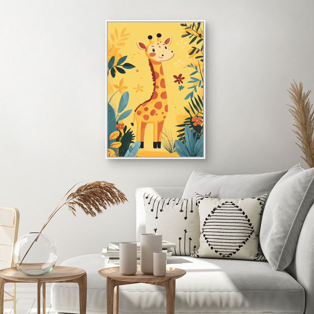 Tableau imprimé pour enfants 'Girafe joyeuse'