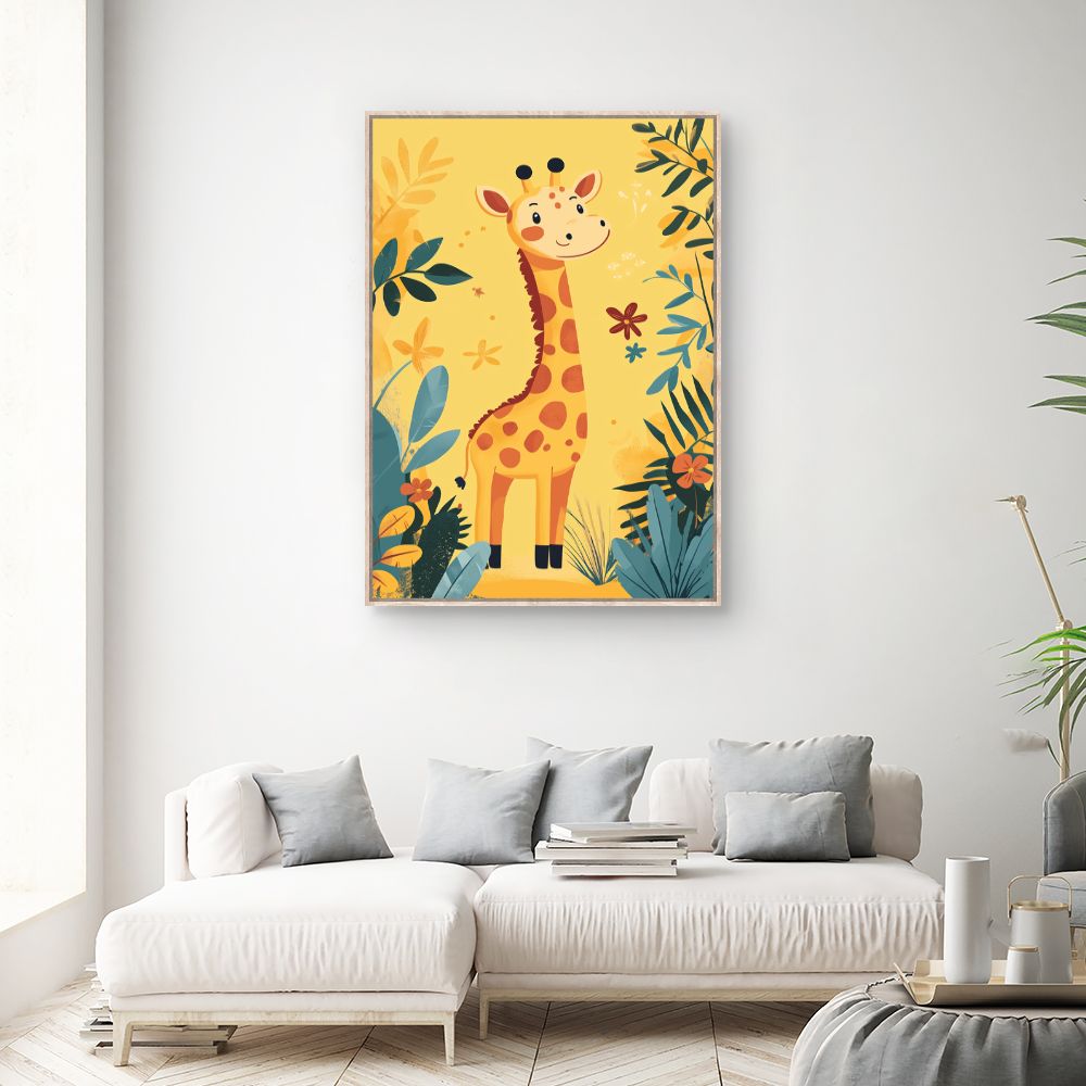 Tableau imprimé pour enfants 'Girafe joyeuse'