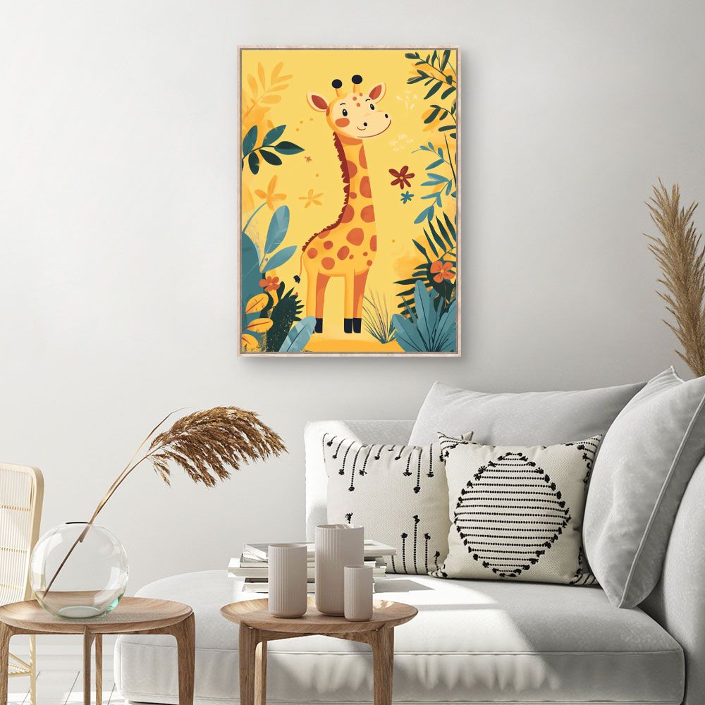 Tableau imprimé pour enfants 'Girafe joyeuse'