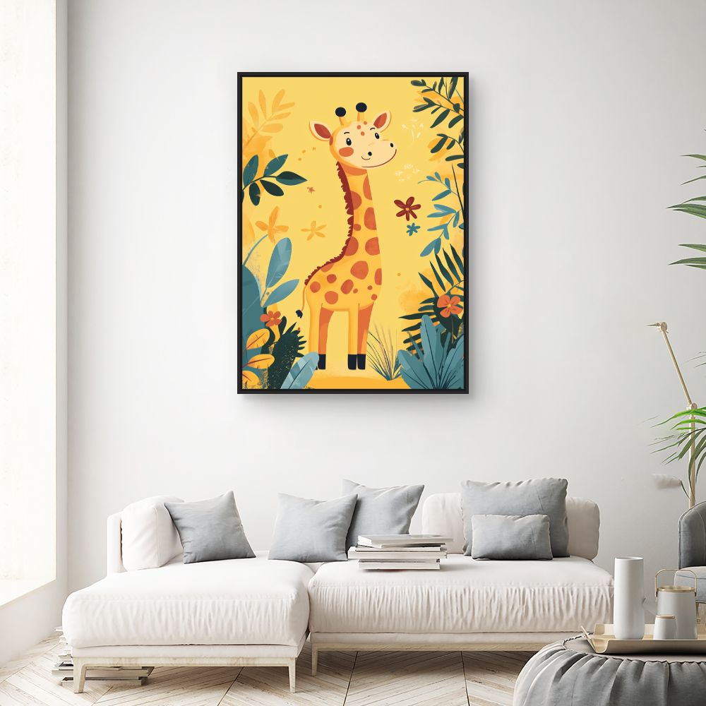 Tableau imprimé pour enfants 'Girafe joyeuse'