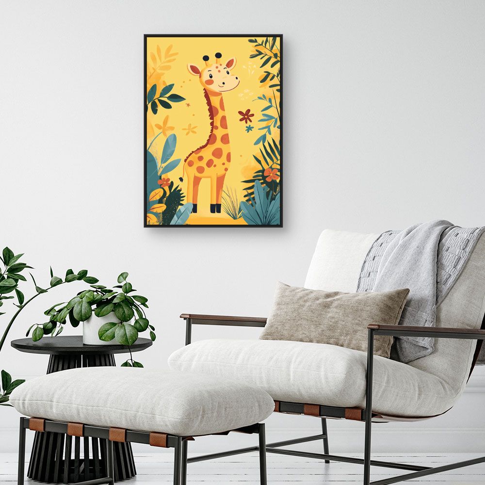 Tableau imprimé pour enfants 'Girafe joyeuse'