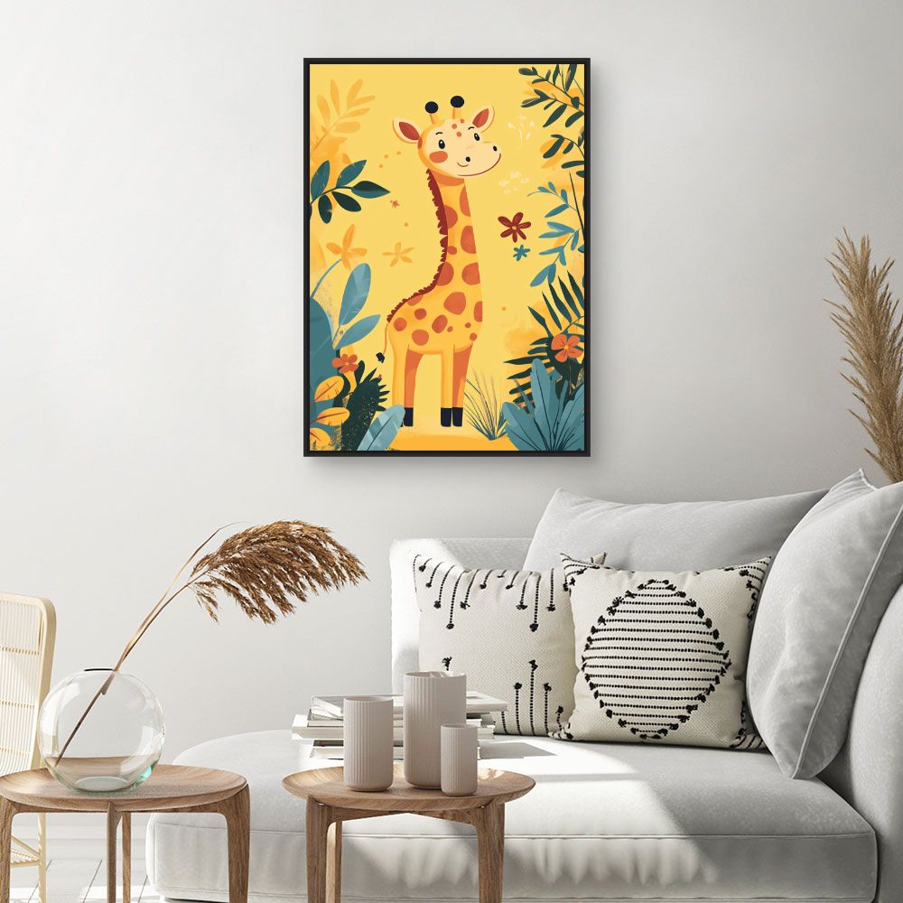 Tableau imprimé pour enfants 'Girafe joyeuse'