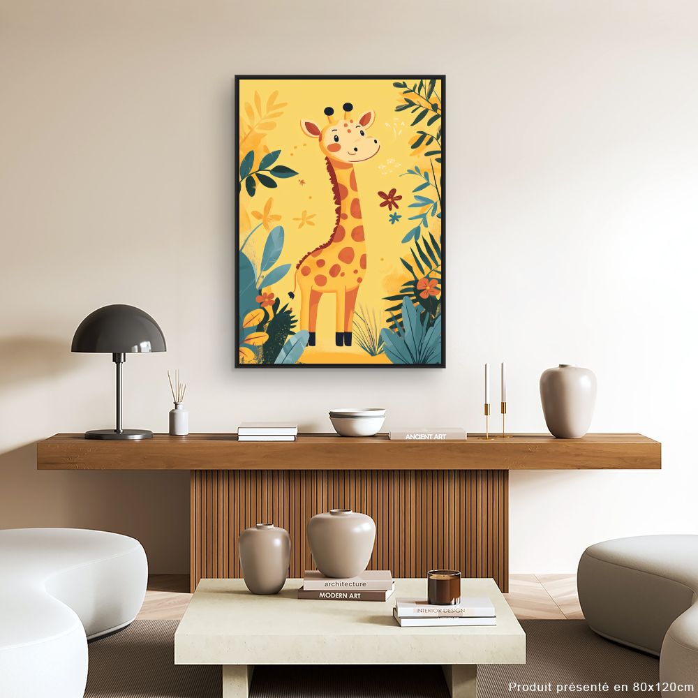 Tableau imprimé pour enfants 'Girafe joyeuse'