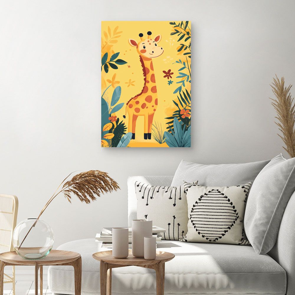 Tableau imprimé pour enfants 'Girafe joyeuse'