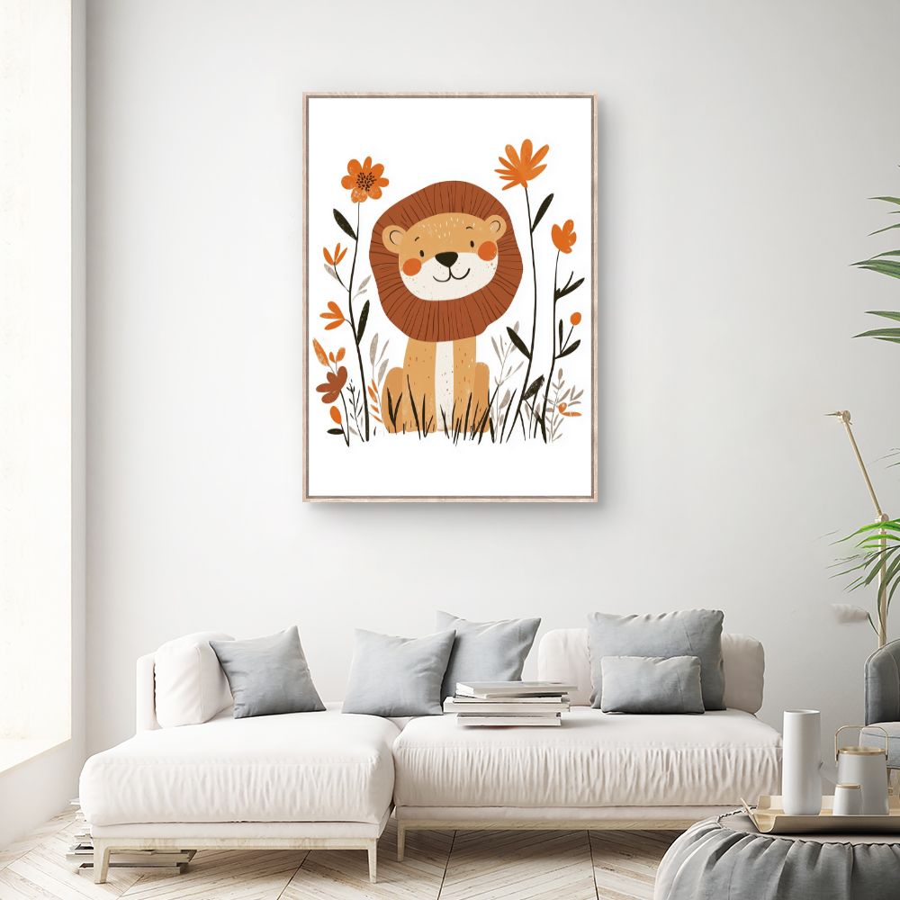 Tableau imprimé pour enfants 'Lion charmant'