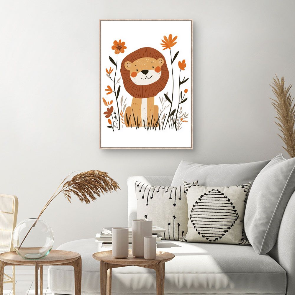 Tableau imprimé pour enfants 'Lion charmant'
