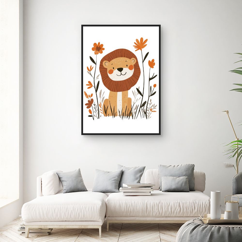 Tableau imprimé pour enfants 'Lion charmant'