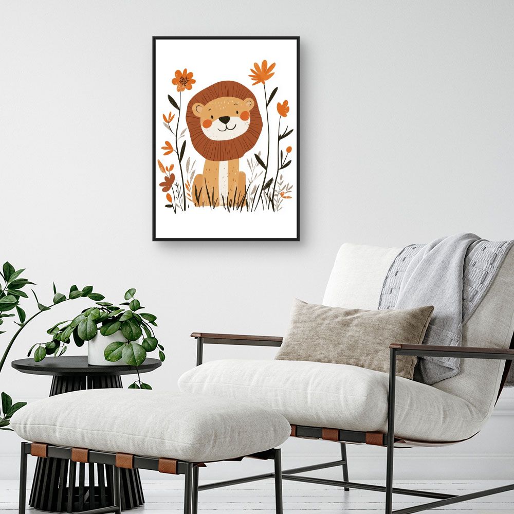 Tableau imprimé pour enfants 'Lion charmant'