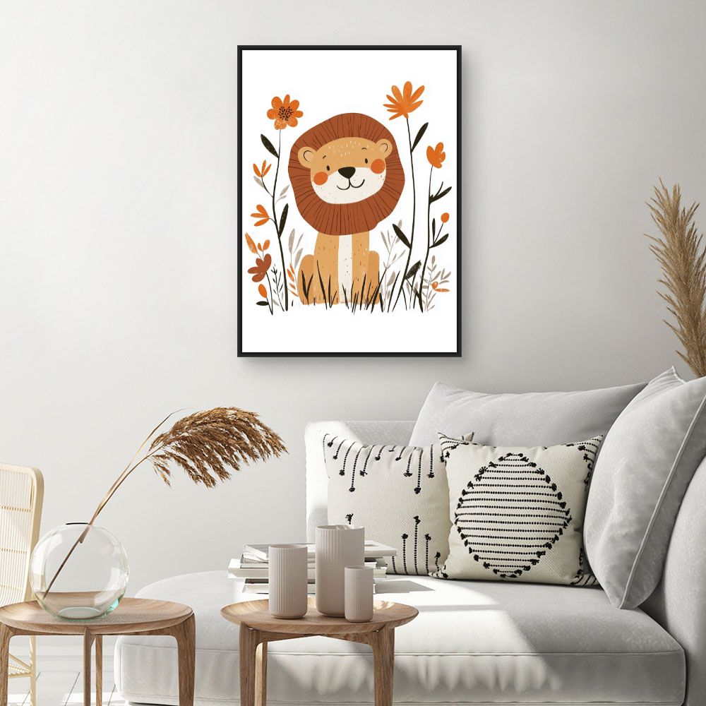 Tableau imprimé pour enfants 'Lion charmant'