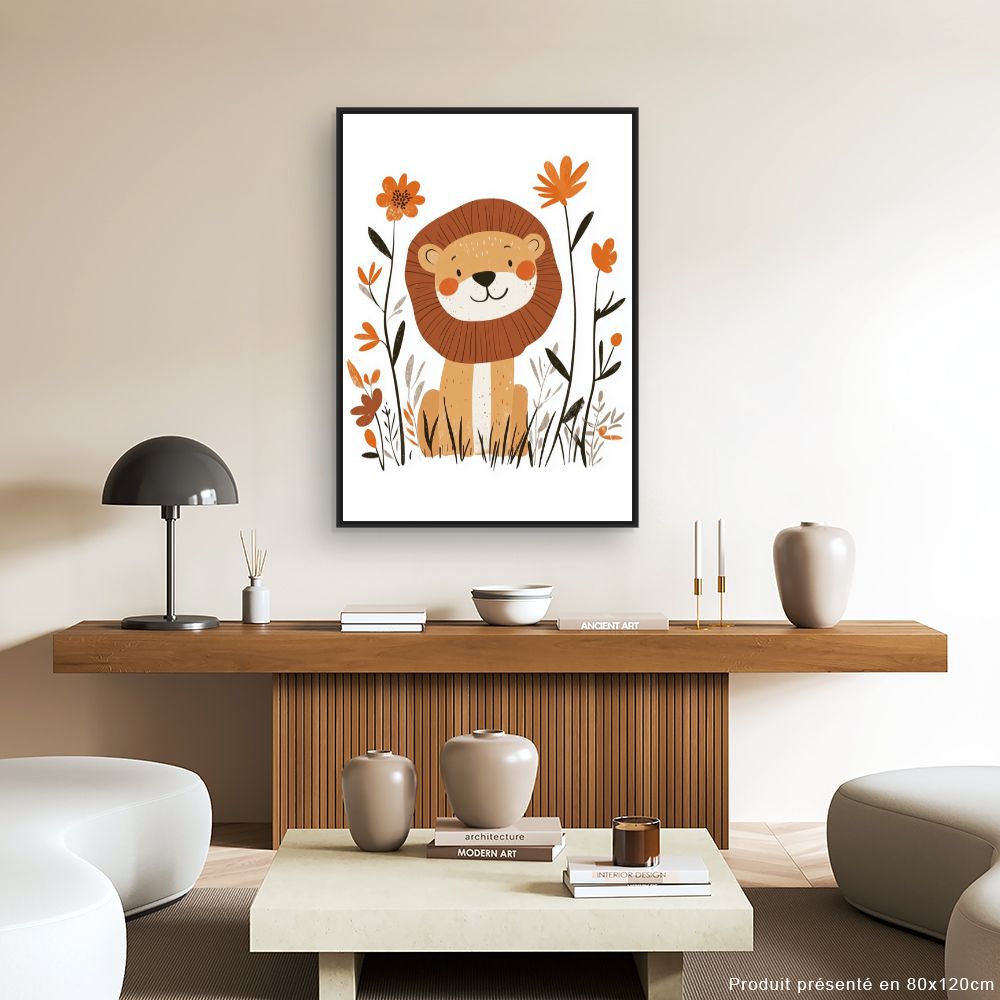 Tableau imprimé pour enfants 'Lion charmant'
