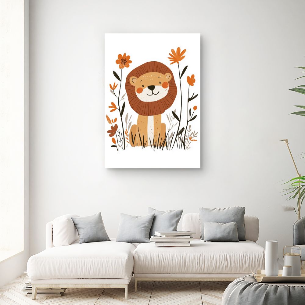 Tableau imprimé pour enfants 'Lion charmant'
