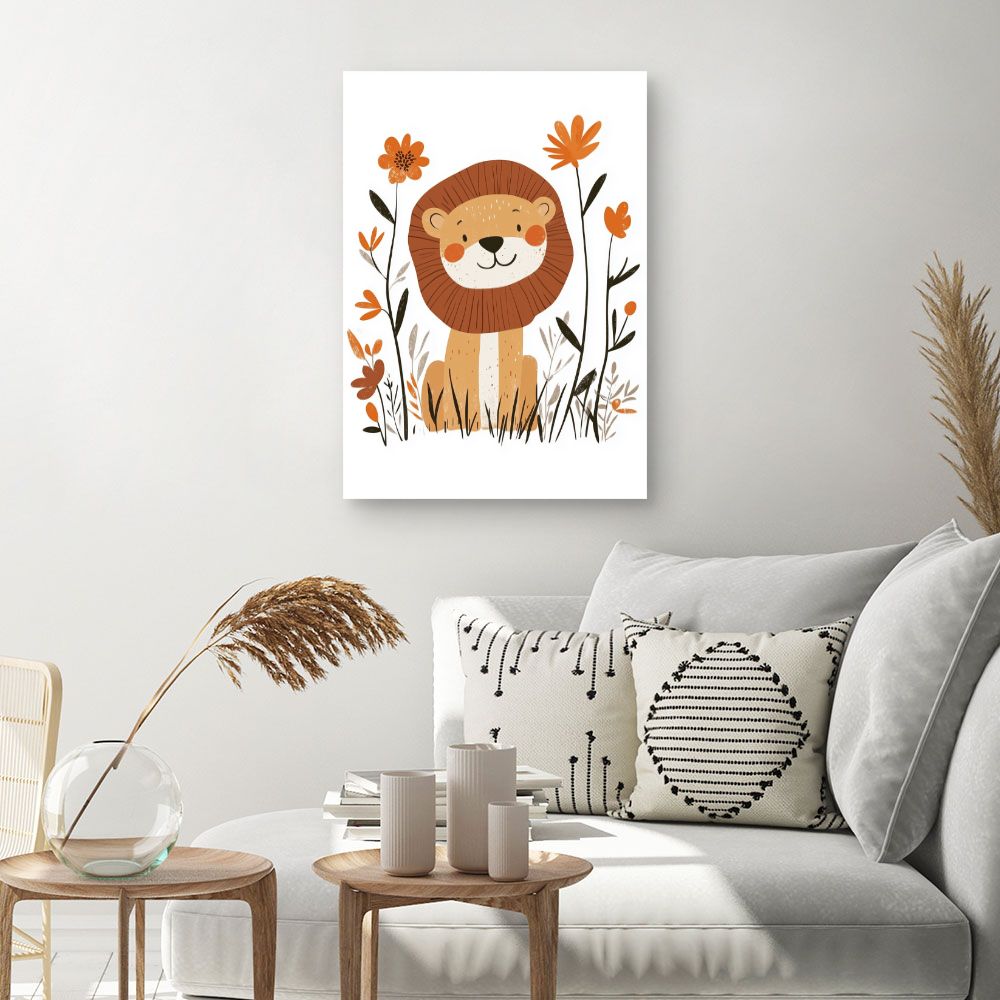Tableau imprimé pour enfants 'Lion charmant'