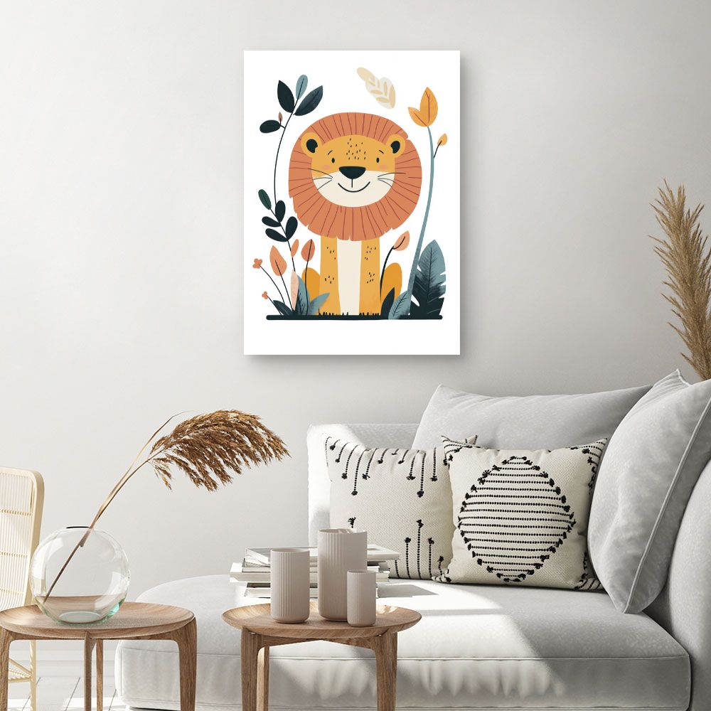 Tableau imprimé pour enfants 'Lion joyeux'