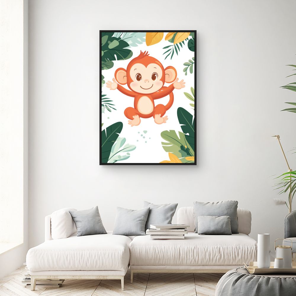 Tableau imprimé pour enfants 'Singe joyeux'