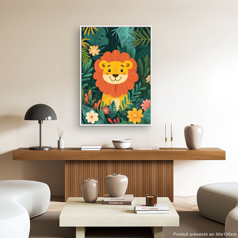 Tableau imprimé pour enfants 'Lion joyeux'