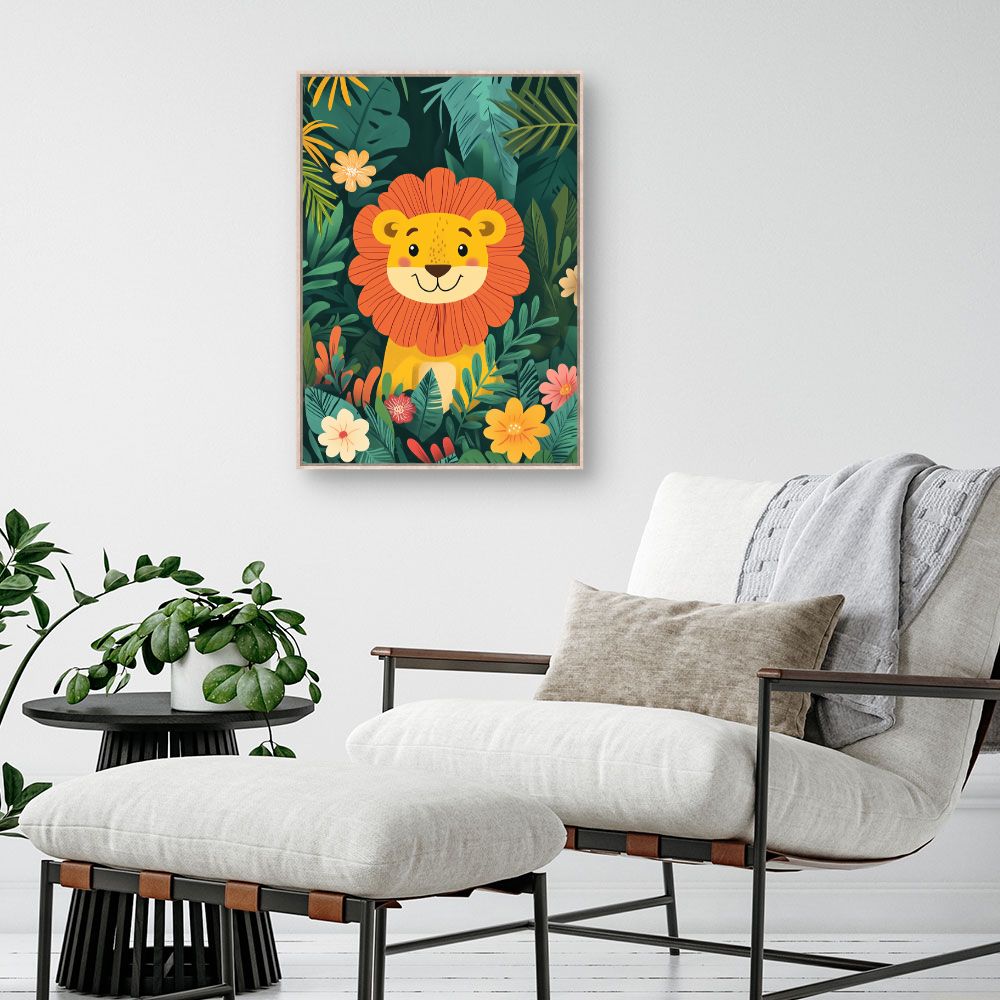 Tableau imprimé pour enfants 'Lion joyeux'