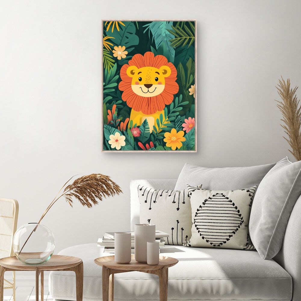 Tableau imprimé pour enfants 'Lion joyeux'