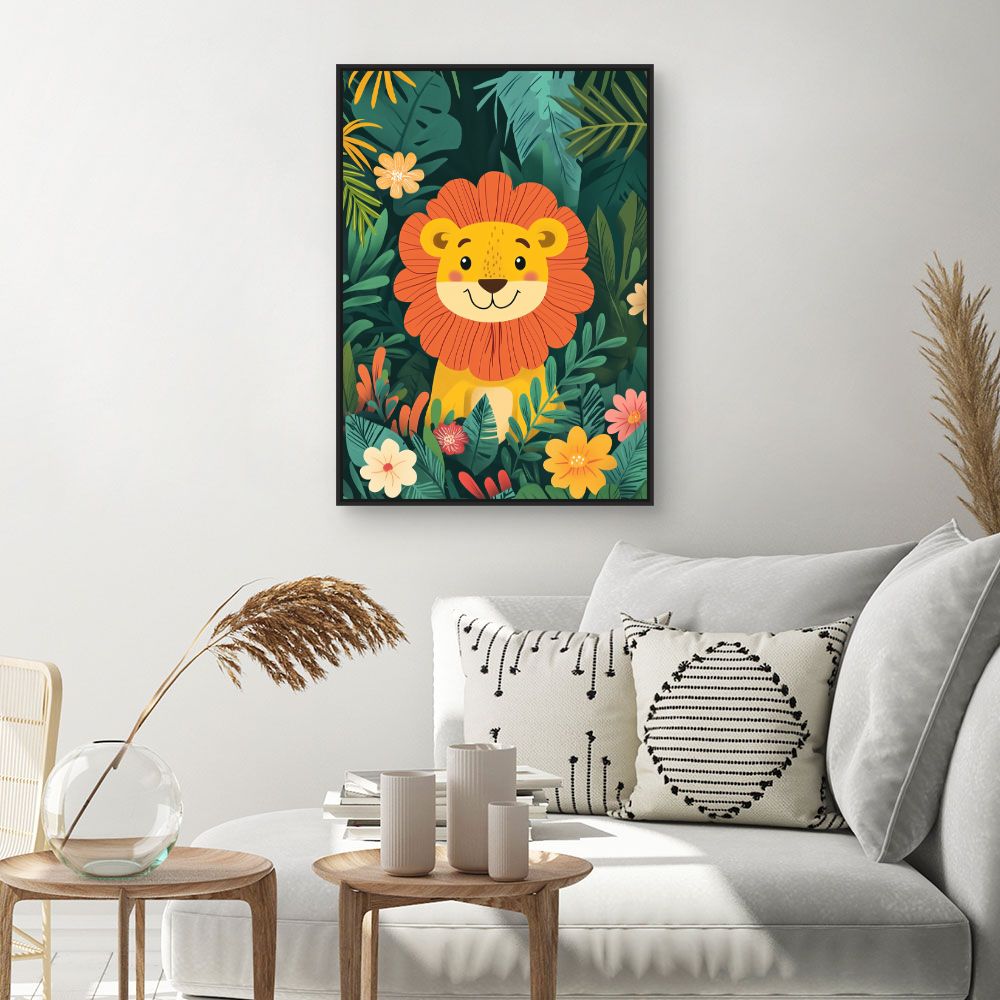 Tableau imprimé pour enfants 'Lion joyeux'