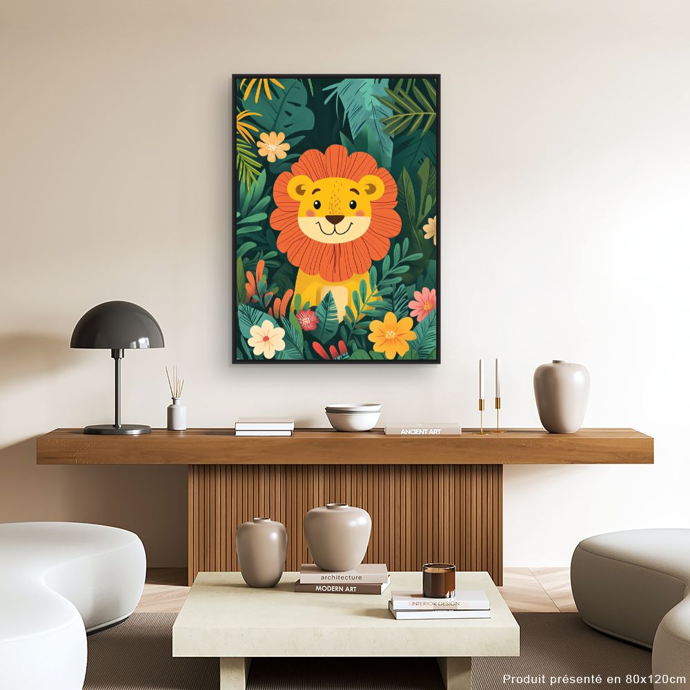 Tableau imprimé pour enfants 'Lion joyeux'