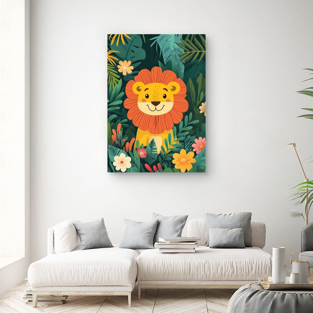 Tableau imprimé pour enfants 'Lion joyeux'