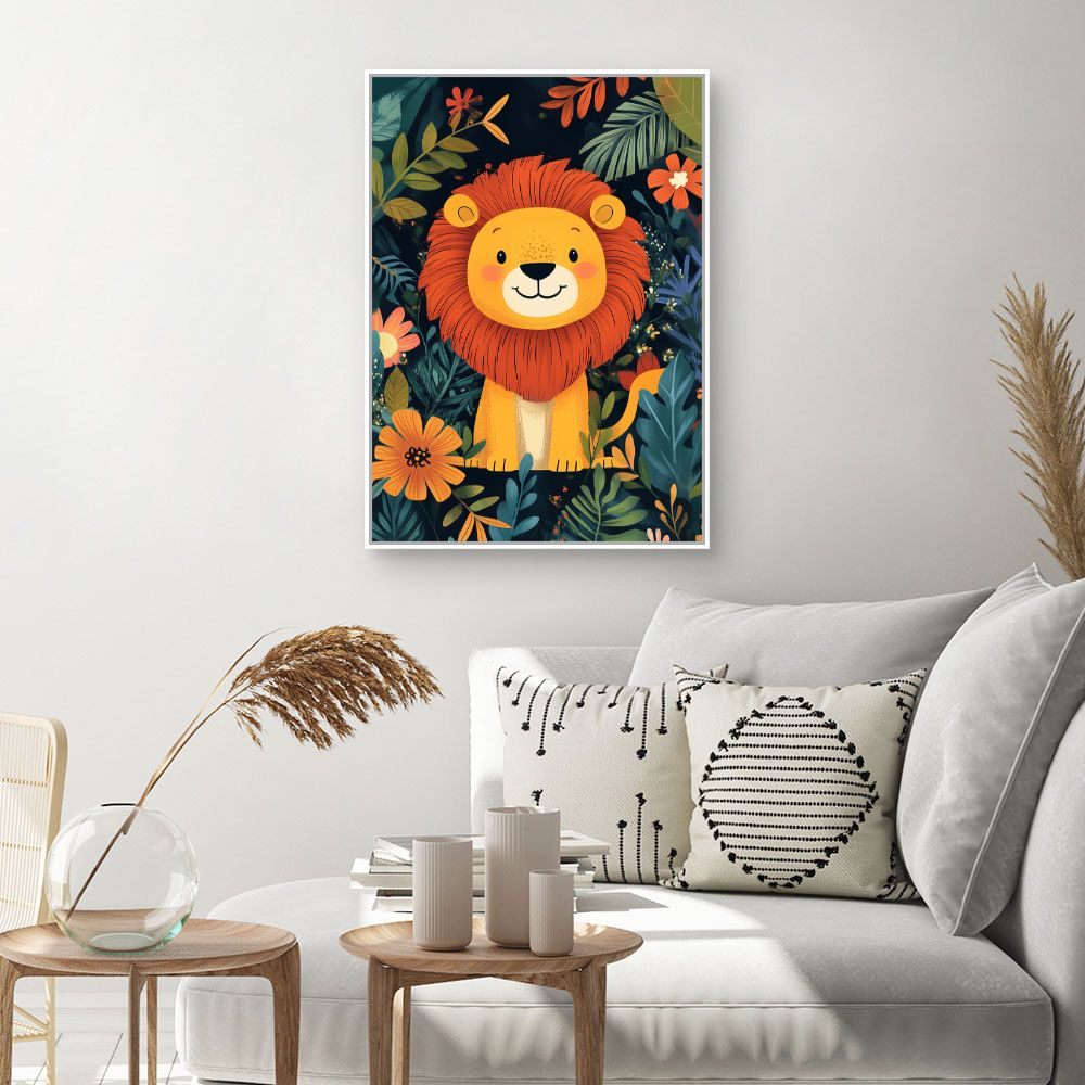Tableau imprimé pour enfants 'Lion joyeux'
