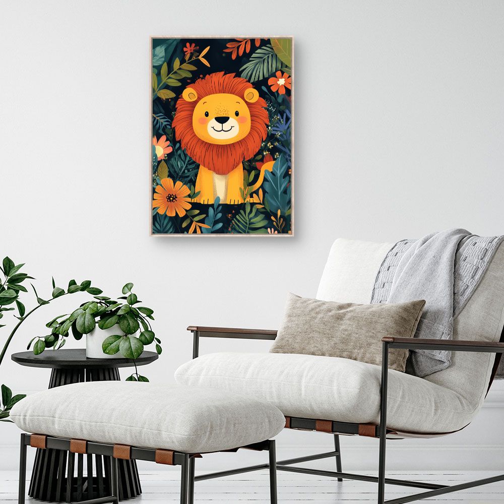 Tableau imprimé pour enfants 'Lion joyeux'