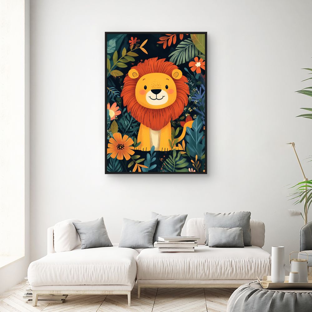 Tableau imprimé pour enfants 'Lion joyeux'