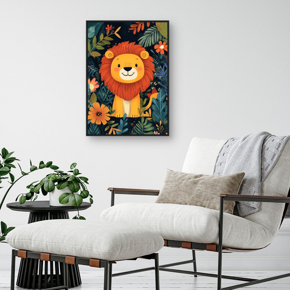 Tableau imprimé pour enfants 'Lion joyeux'