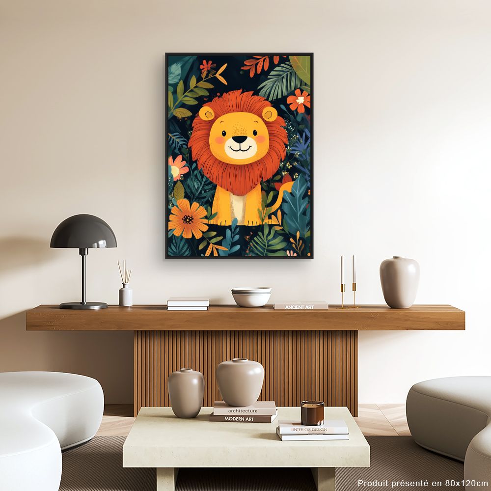 Tableau imprimé pour enfants 'Lion joyeux'