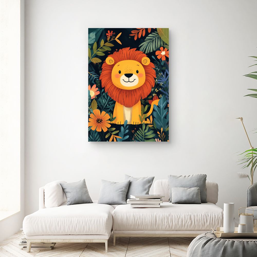 Tableau imprimé pour enfants 'Lion joyeux'