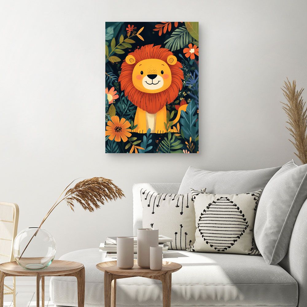Tableau imprimé pour enfants 'Lion joyeux'