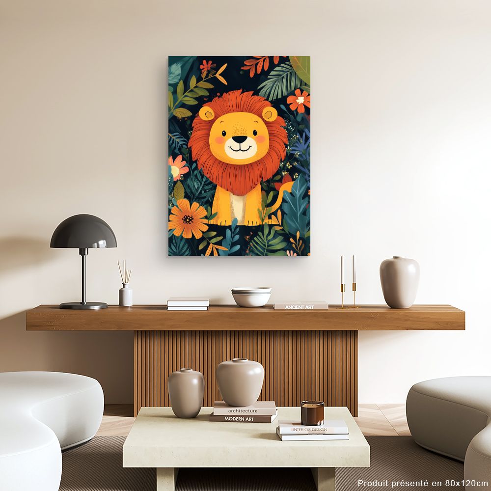 Tableau imprimé pour enfants 'Lion joyeux'