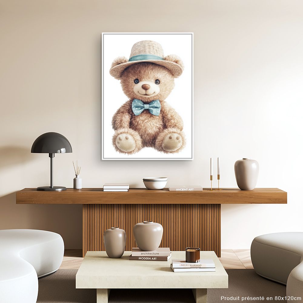 Tableau imprimé pour enfants 'Ours raffiné'