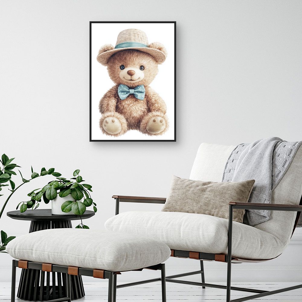 Tableau imprimé pour enfants 'Ours raffiné'