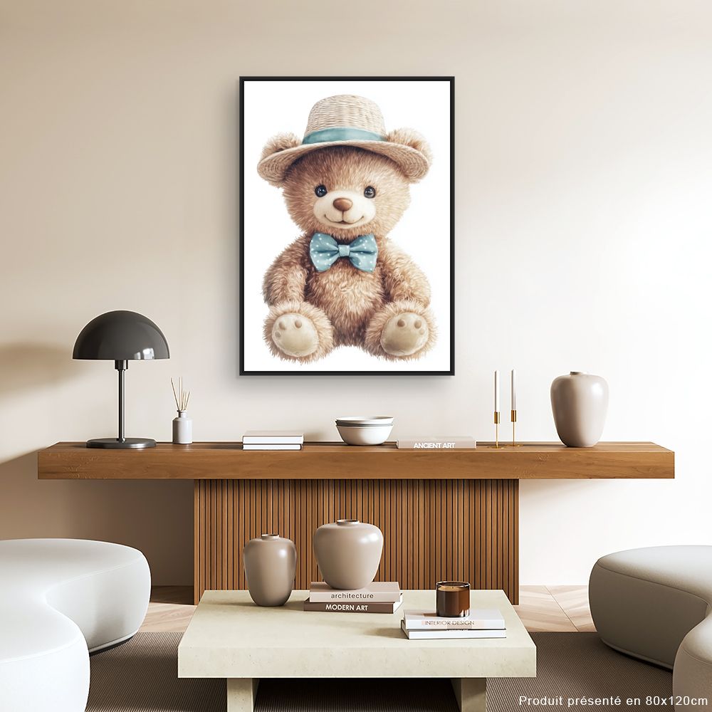Tableau imprimé pour enfants 'Ours raffiné'