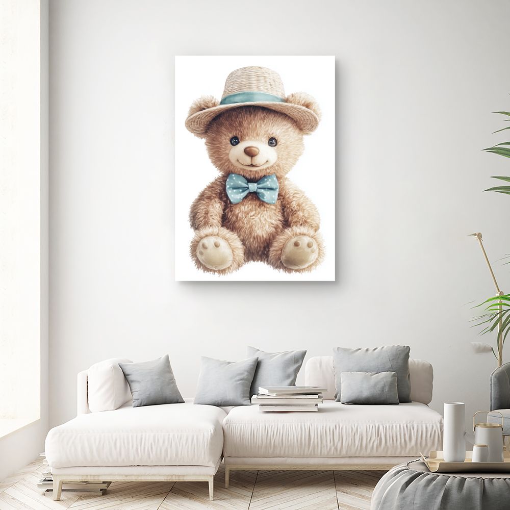 Tableau imprimé pour enfants 'Ours raffiné'