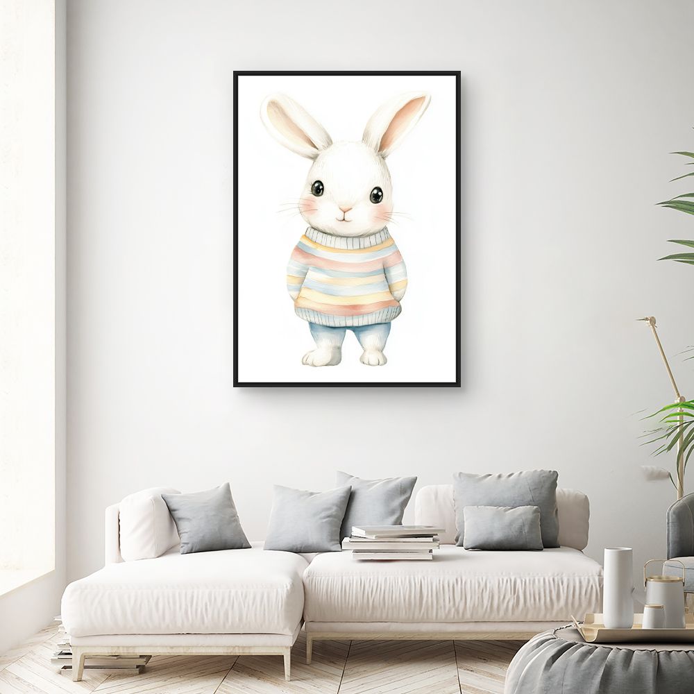 Tableau imprimé pour enfants 'Lapin adorable'