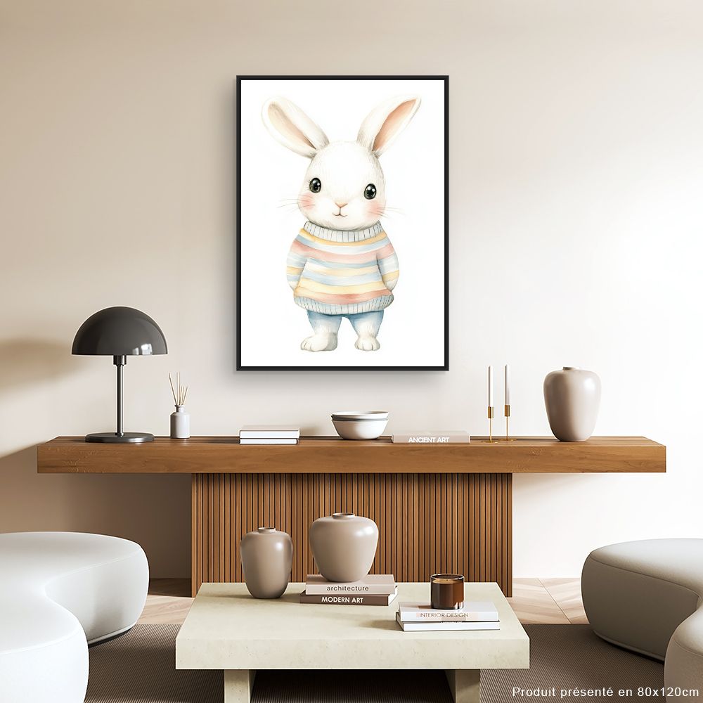 Tableau imprimé pour enfants 'Lapin adorable'