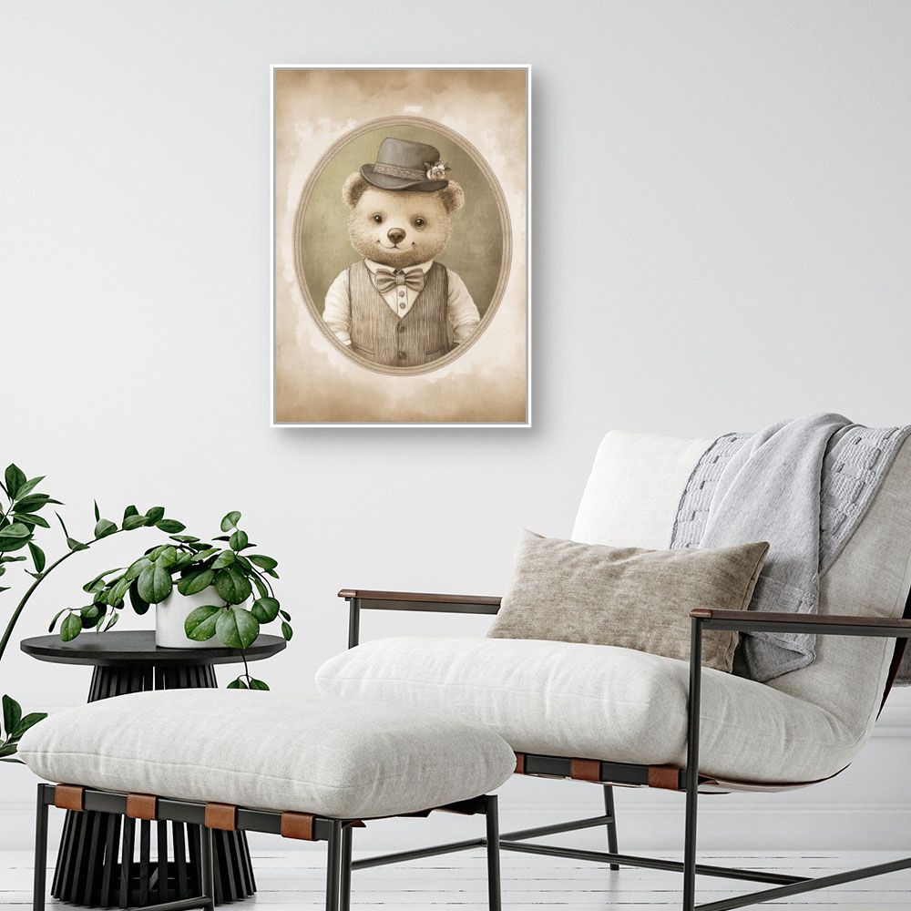 Tableau imprimé pour enfants 'Ours élégant'