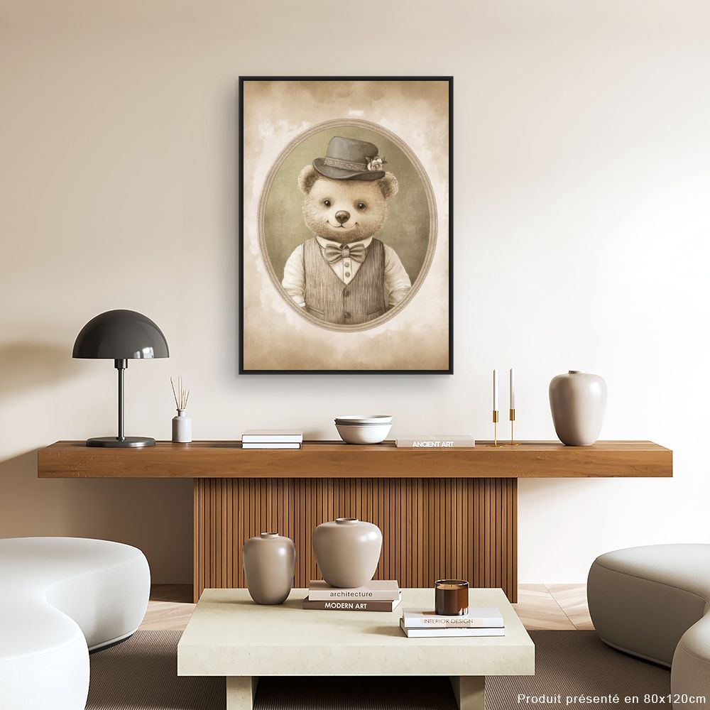 Tableau imprimé pour enfants 'Ours élégant'