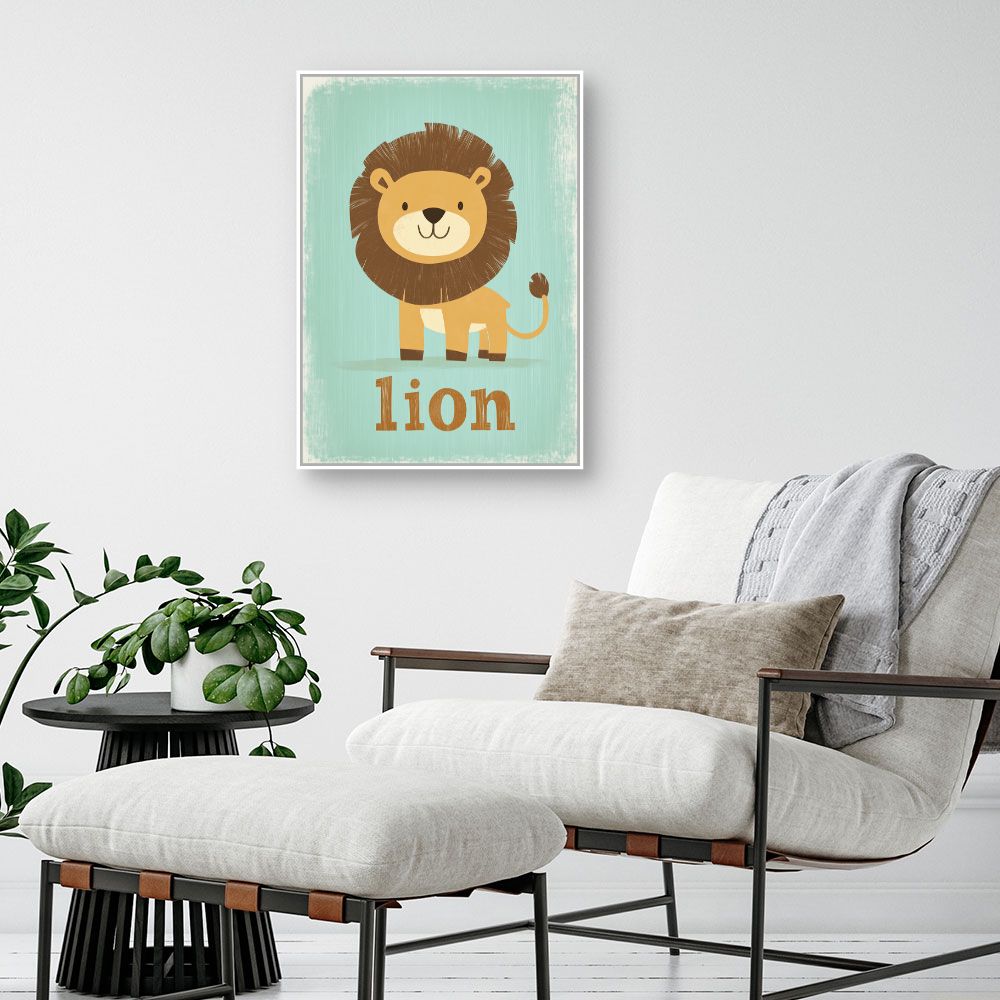 Tableau imprimé pour enfants 'Lion câlin'