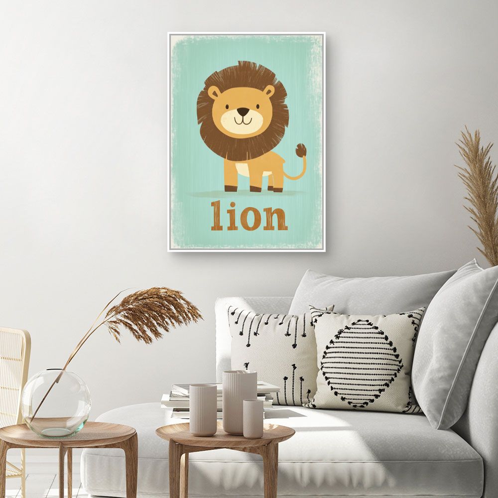 Tableau imprimé pour enfants 'Lion câlin'